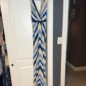 Chevron Maxi Dress in Blue and Yellow